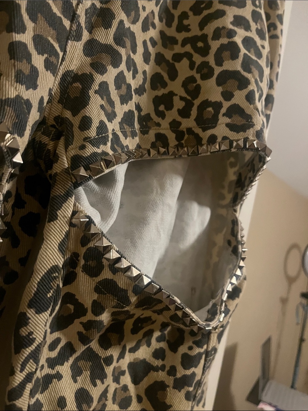 Fashion Nova Taupe Leopard Cut-Out Wide Leg Pants - Picture 4 of 4